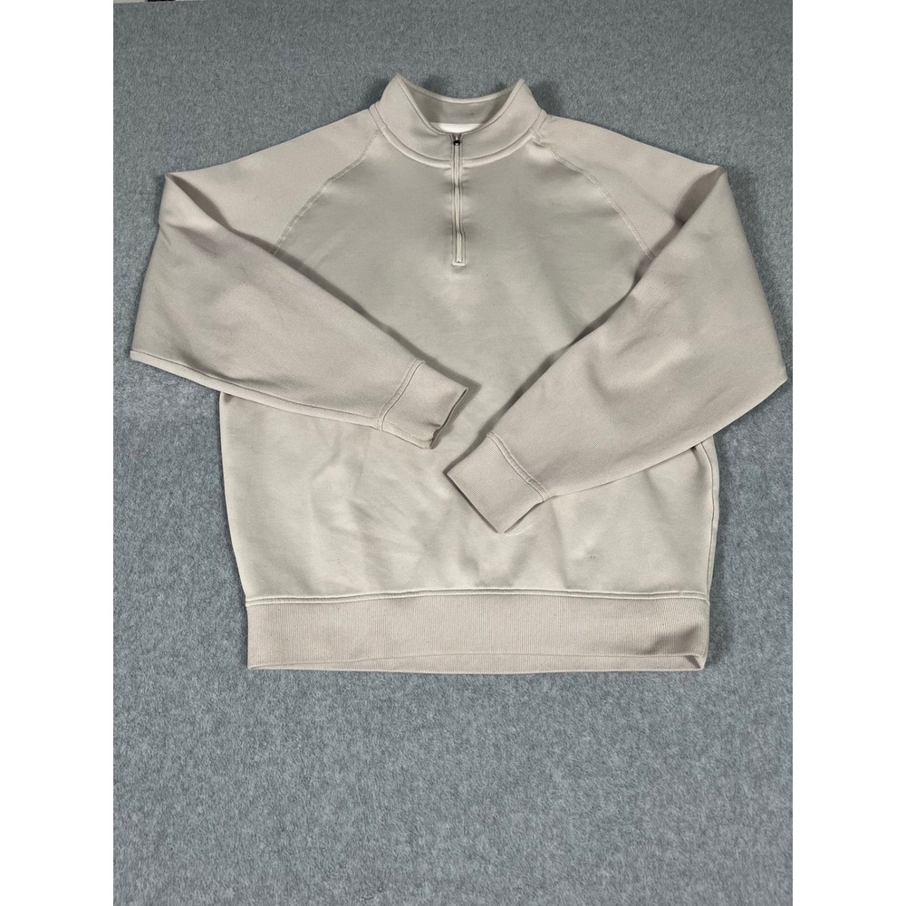 FootJoy Mens Quarter Zip Pullover Tan Beige Golf Sweater Large FJ Logo Mock Neck